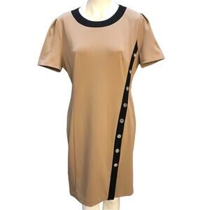 Tommy Hilfiger Dress Womens Beige Colorblock Polyester Sheath Dress Size 12
